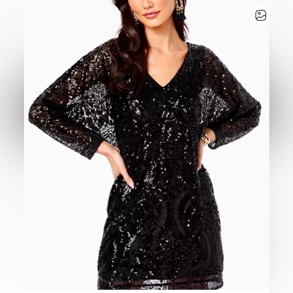 Lilly Pulitzer LeClair black sequins dress in size XS
